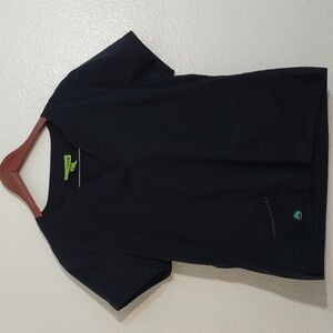 GENTLY USED CROCS NURSING BLACK AND GREEN SCRUB TOP